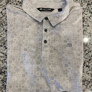 Travis Mathew Gray Geometric Polo Shirt